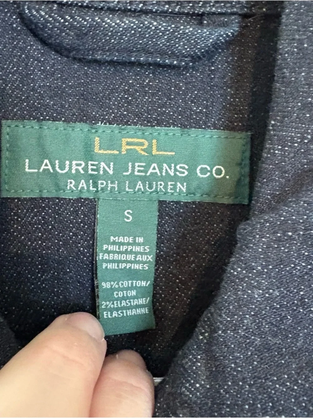 Vintage 90s Lauren Ralph Lauren fireman clasp toggle dark denim jacket - Picture 3 of 5